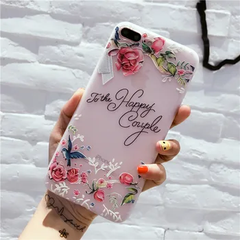 3D Reljefo Atveju iPhone, 7 Atveju Mielas Gėlių Silikono Matinis Minkštas Coque 