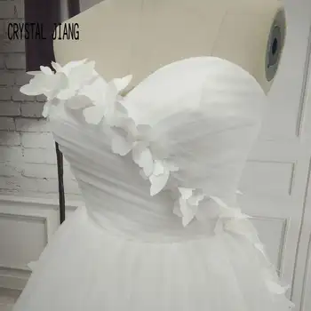 Karšto Pardavimo 3D Aplikacijos Drugelis Kamuolys Chalatai Vestuvės Suknelės, Brangioji, Plius Dydis, Spalva Ilgai Nuotakos Suknelė Nuotaka ZQ049