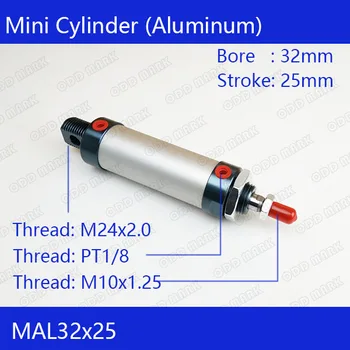 Nemokamas pristatymas barelį 32mm Pagimdė 25mm Insulto MAL32x25 Aliuminio lydinio mini cilindrų Pneumatinės Cilindrų MAL32-25