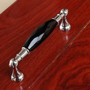 128mm Juoda k9 kristalų vyno kabineto stalas durų rankenos silver chrome 