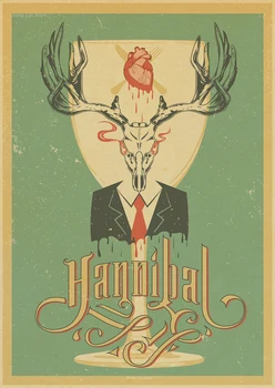 Hanibalas plakatas Kraft dekoratyvinis dažymas Max Michelsen Hugh dancy siaubo trileris Helovinas tapybos retro plakato