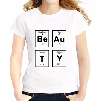 Kūrybos Periodinės lentelės elementų grožio t marškinėliai moterims naujos Tee marškinėliai femme balta atsitiktinis marškinėlius genijus T-Shirts