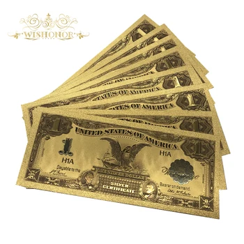 10vnt/daug 1899 Edition 24k Aukso Dolerio Banknotų Spalvinga Sąskaitas, Padengti Padirbtų Pinigų 1 Doleris Valiutos banknotai, Verslo Dovanų