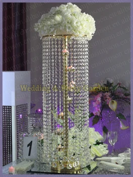 100cm Aukščio Aukso vestuvių kristalų ramstis žvakių laikiklis Gėlė Stovi Stalo puošmena