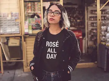 Rose Visą Dieną citata marškinėlius - Rose visą dieną moterų grafinis tee moterų marškiniai rožių vynas rose visą dieną marškinėliai vyno atsitiktinis marškinėliai topai