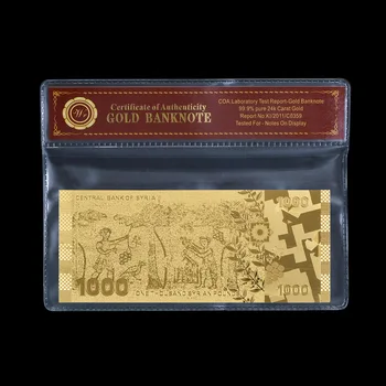 Centrinis Banknotų SIRIJOS Aukso Folija Banknotų 1000 SYP Sirijos Auksą, Padengtą Banknotų