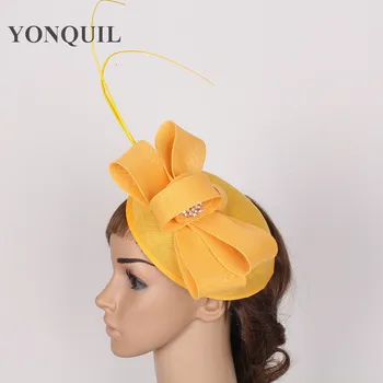 Dirbtinė sinamay 15colors Prašmatnus Fascinator Skrybėlę Išgalvotas stručio plunksna Plaukų Accessoies Moterų Kokteilis 