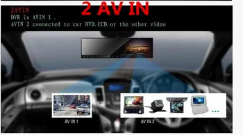 Stock HD automobilių kameros 4.3 galinio vaizdo veidrodėlis DVR AV in +3axis G-sensorius+Touch mygtukas +žandikaulių kilnojamojo 2CH garso ir vaizdo kamera, DVD/VCR/CCD
