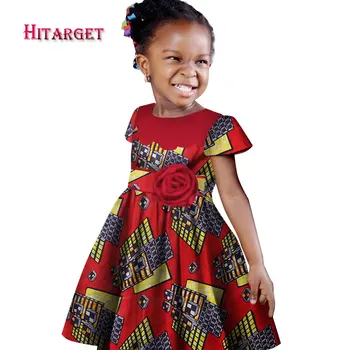 Afrikos mergina dress vaikai dashiki Tradicinės medvilnės trumpomis rankovėmis Suknelės Atitikimo Afrikos Spausdinti mergina gamtos Suknelė Vasaros WYT114