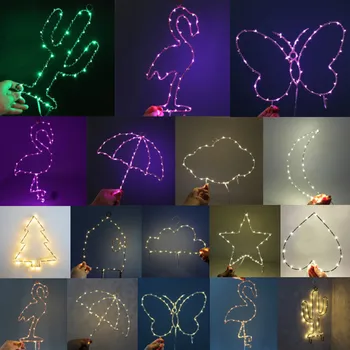 3D Marquee Flamingo naktį šviesos papuošalai Kalėdų Kaktusas Šviesos Namuose Skėtis žvaigždžių figūrų baterijomis, Geležies sienos lempos