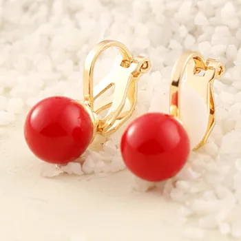 2018 m., Naujas Raudonų Perlų Imitacija auskarų bižuterijos moterų prabangus elegantiškas baltas imitavo pearl Ausies segtukas dovana vestuves