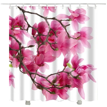 Gėlių dušo užuolaidos vonios vandeniui poliesterinio audinio atspausdintas Magnolia gėlių dušo užuolaidos