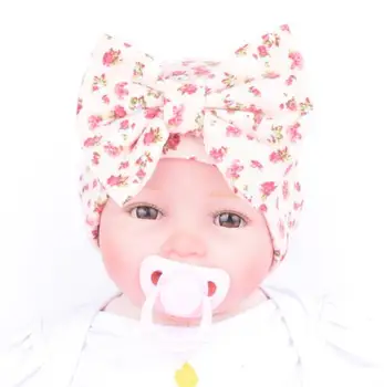 5vnt/daug Naujų Ligoninės Naujagimių Skrybėlę Baby Girl Kepuraitė Su Gėlių Didelis Bowknot Naujagimiai, Megztos Kepurės Kūdikiams Kūdikių Bamblys Skrybėlę