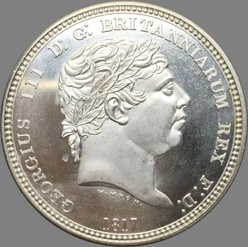 Britanijos 1817 Tris Malonių Modelio Karūnos W. W YON Žalvario, Padengta Sidabro Monetos Kopija