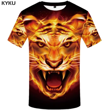 KYKU Prekės ženklo 3d T-shirt Gyvūnų Liūtas Marškinėliai Camiseta 3d Marškinėliai Vyrams, Funny T Shirts Mens Drabužių Atsitiktinis Fitneso TeeTop Tigras Marškinėlius