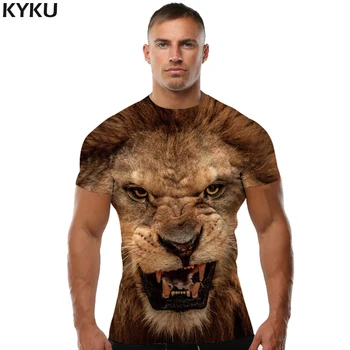 KYKU Prekės ženklo 3d T-shirt Gyvūnų Liūtas Marškinėliai Camiseta 3d Marškinėliai Vyrams, Funny T Shirts Mens Drabužių Atsitiktinis Fitneso TeeTop Tigras Marškinėlius