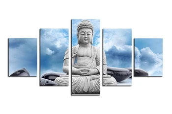 Buda Ir Spa Akmuo, Mėlynas Dangus, Sienos Meno Tapybos Nuotraukas, Spausdinimas Ant Drobės Budos Statula, Religija, Menas, Sienų Dekoras Įrėminti