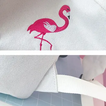 BONAMIE Mados Flamingo Siuvinėjimo Moterims, Kuprinės, Drobė Mokyklos Krepšys Paauglių Mergaičių Kelionės Didelis Studentų Krepšiai Moterų Kuprinės