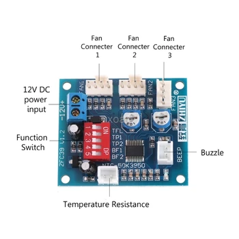 1PC 12V CPU Ventiliatorius Temperatūros Kontrolės PWM Greičio Reguliatorius, Modulio Signalizacijos Sirena Jutiklis M13 dropship