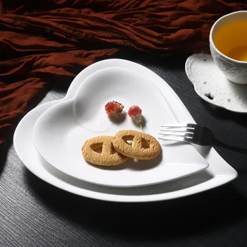 8inch/10inch širdies keramikos plokštės pusryčiai, užkandis, vakarienė plokštės plokštelės kaulų kinijos maisto patiekalai