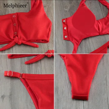 Melphieer Merginos Geltona Raudona Lankas mazgas Bikini 2018 Paplūdimio Rankšluosčiai Vasaros maudymosi kostiumėlį Moterų Bikini Moterims, Maudymosi Kostiumą Maillot De Bain