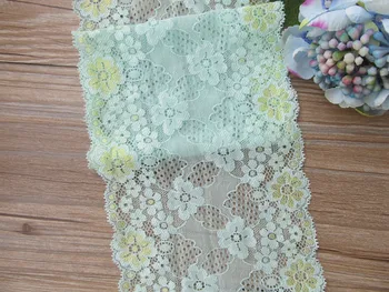 Gražus gėlių žalia embroideried pločio ruožas elastinga žalia nėrinių apdaila audinio siuvimo 