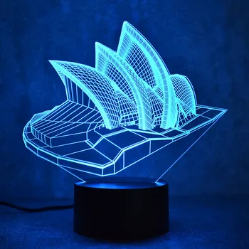 Naujiena 3D LED Stalo Lempa Vaizdo Sidnėjus Spalvinga Šviesos Rungtynių USB Kūrybos Namų Nuotaiką Miega Naktį Šviesos Operos Lempos Vaikų Dovanų