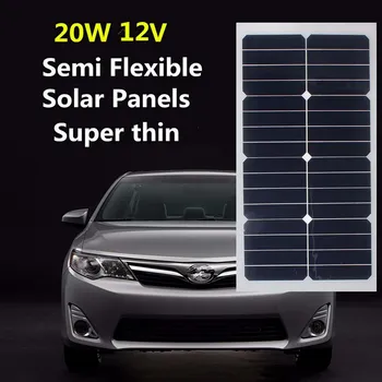 12V 20W monokristaliniai Saulės elementai, Baterijos Įkroviklis, lankstus Sunpower Saulės elementai