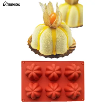 SHENHONG 6 Skyles Gėlės 3D Tortas Pelėsių Silikono Šokolado Pelėsių Putėsiai Meno Kepimo Skardą Bakeware Desertiniai Pyragaičiai Moule