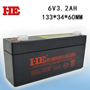 Ilgai įkraunama baterija VAS saugojimo baterija 6 v 3.2 ah sla švino rūgšties baterijos 133*34*60MM su giliai ciklo naudingumo