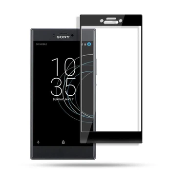 Visiškai Padengti Grūdinto Stiklo Sony Xperia R1 / R1 Plius / R1Plus Dual SIM Screen Protector Spalva Juoda Apsauginės Plėvelės Guard