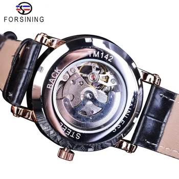 Forsining 2018 Retro Romos Vyrų Automatinis Laikrodžiai Top Brand Prabanga Juoda Skeletas Šviesos Laikrodis Vyrų Laikrodis Kūrybos Žiūrėti