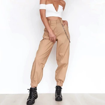 2018 nauji aukštos juosmens krovinių kelnės moterims kamufliažas sweatpants poilsiu grandinės camo kelnės mergaitėms krovinių kelnės su grandinės streetwear