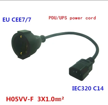 IEC 320 C14 3Pin Male Kištuko CEE 7/7 Europos Moterų Schuko Kištukinis Adapteris Kabelio UPS/PDU Extension Maitinimo Laidą