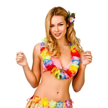 12pcs/daug Spalvinga Rankų darbo Havajų Leis Ir Atogrąžų Gėlės Tematikos Šventės Beach Party Vestuvių Papuošalai
