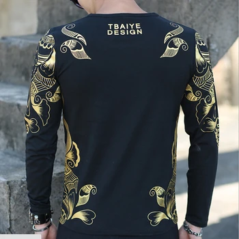 TBAIYE Cool T Shirts Prabangos Prekės ženklo Dizaineris Long Sleeve T Shirt Fitneso Rudenį Dragon Print T Shirt Homme Aukštos Kokybės Drabužių
