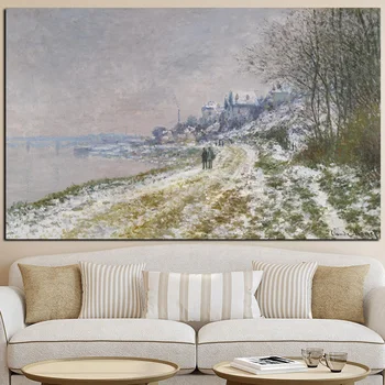 HD Spausdinti Drobė Sienos Meno Claude Monet Žiemos Peizažai Impresionistų Naftos Tapyba ant Drobės Plakatas Sienos Nuotrauka už Kambarį