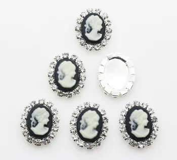 10vnt/Daug 20mm*15mm Ovalo Grožio galvos Mygtuką blizga vestuvių dekoravimo, Mygtukai, Siuvimo Crystal 