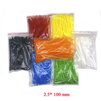 7 spalvų 3 * 100MM 100 / maišelio plotis 2,5 MM stipri kabelinių ryšių su savaiminio fiksavimo nailono kabelinių ryšių Tarptautinius standartus