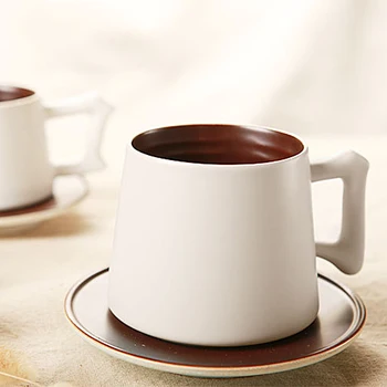 Paprastas Rankų darbo Keramikos Kavos Puodelis ir Lėkštelė Nustatyti Aukštos Kokybės Supilkite Spalvos Kavos Puodelis su Lėkšte Dovana Draugams SH271-14