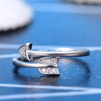 Nauja siunta 925 Sterling Silver Crystal Kupidonas Arrown Meilės Žiedai Moterims Reguliuojamo Dydžio Žiedas Mados sterlingų-sidabro papuošalai