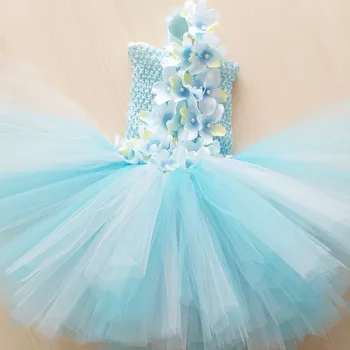0-4Year Kūdikių Mergaičių Gėlių Tutu Suknelė Mergina Vestuvių Suknelės Vaikams, Vaikiška Birthday Party Dress Kūdikių Šviesiai Mėlynos spalvos Tiulio Princesė Suknelė