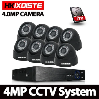8CH Stebėjimo kamerų Komplektas 4MP Saugumo kamerų Sistema 8CH HAINAUT DVR NVR 4MP Vaizdo Išvestis 8pcs 4.0 MP HAINAUT Kamera Judesio Aptikti 2TB