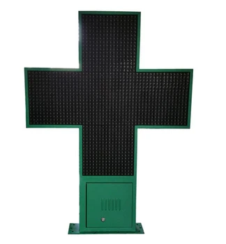 Led vaistinė kryžiaus ekranu p16 žalia spalva 800x800mm dvipusės ligoninės kryžiaus ekranas