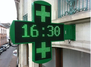 Led vaistinė kryžiaus ekranu p16 žalia spalva 800x800mm dvipusės ligoninės kryžiaus ekranas
