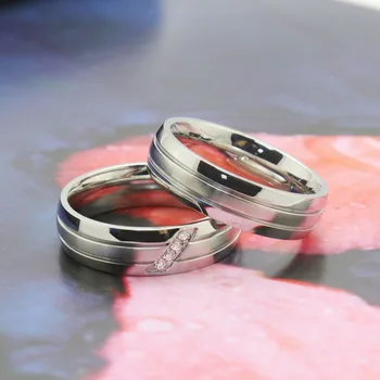 Vnox Mados Vestuvių Žiedai, Nerūdijančio Plieno Žiedas Moteris Vyras Pažadas Žiedas Kubinis Cirkonis Pora Papuošalai Pardavimų Skatinimas