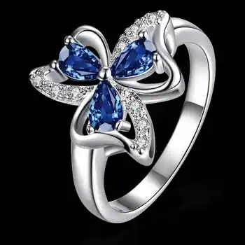 Aukštos Kokybės sidabro 925 sterling jewlery moterims vestuvinis žiedas dobilų Žiedų cirkonis bloom bague collier plastron