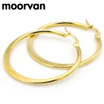 Moorvan 15mm-75mm stilingi moteriški auskarai dideli, maži, apvalūs, aukso spalvos šalis,nerūdijančio plieno auskarai moterims,Ratas Papuošalai V163