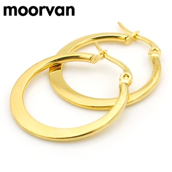 Moorvan 15mm-75mm stilingi moteriški auskarai dideli, maži, apvalūs, aukso spalvos šalis,nerūdijančio plieno auskarai moterims,Ratas Papuošalai V163