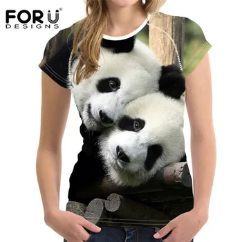 FORUDESIGNS 3D Šuo, Arklys Marškinėliai Tee Moterims Topai Femme Prekės,Panda Kawaii Ponios Pagrindinis T-shirt Moteris Elastinga Drabužius Kultūrizmo